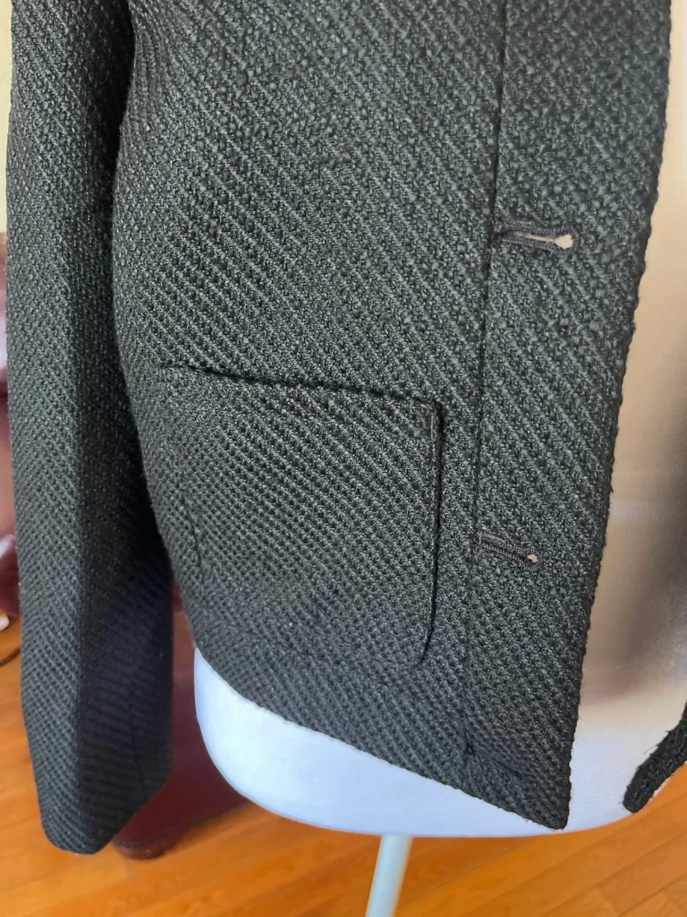 J. Crew Black Tweed Button-Front Blazer with Gold Buttons